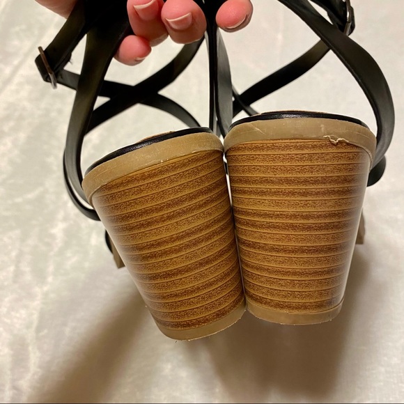 Soda Black Block Heel Strappy Sandals - Picture 7 of 8